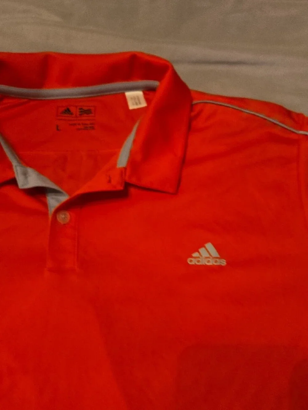 adidas Men’s Orange-Red Polo with Contrast Trim